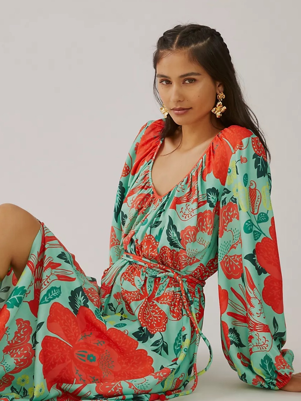 NWT retail $248 size M #Anthropologie,#FarmRio. Poppy Print Maxi Dress. - Picture 4 of 8